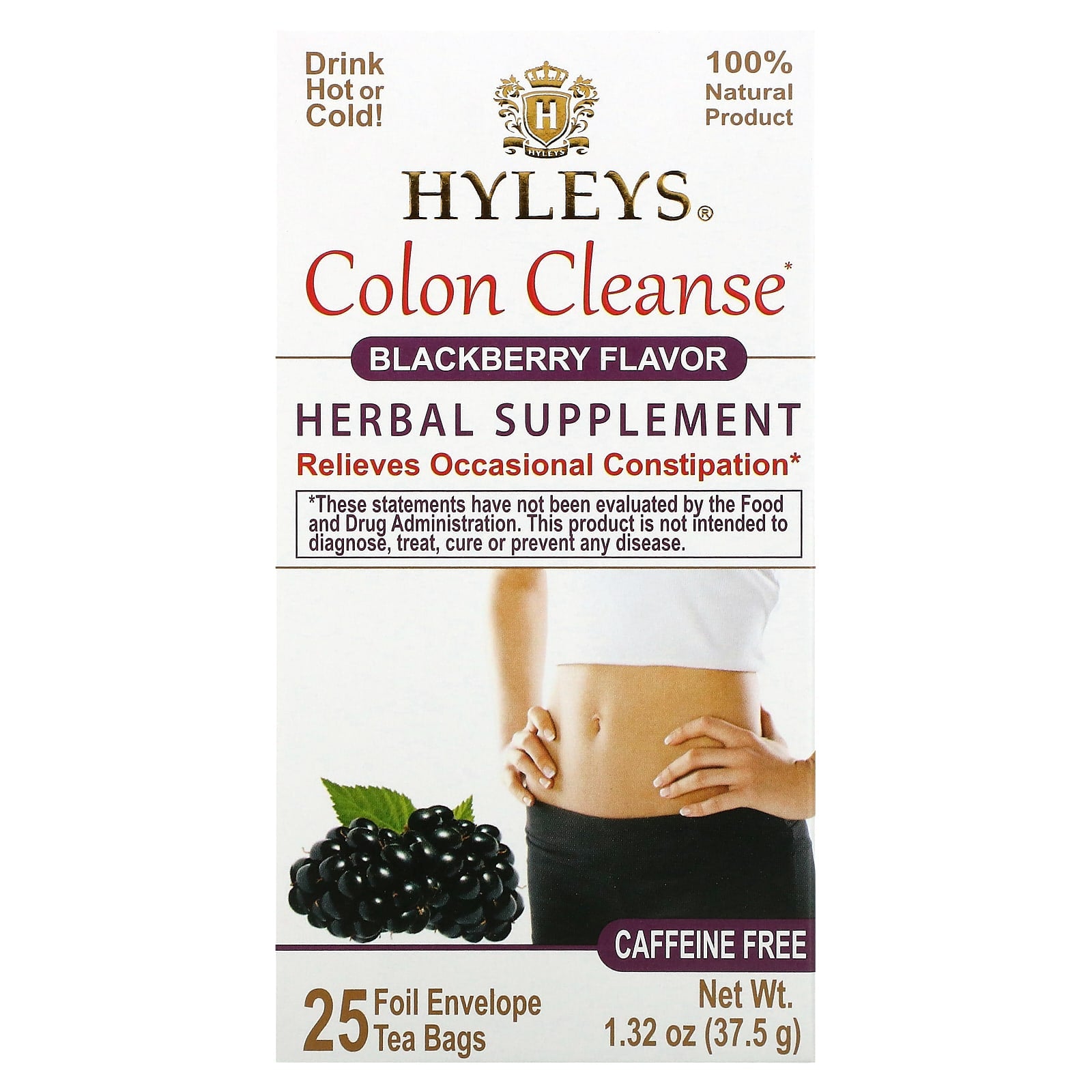 Blackberry Caffeine-Free Colon Cleanse Tea by Hyleys Tea - 25 Tea Bags - Image 1