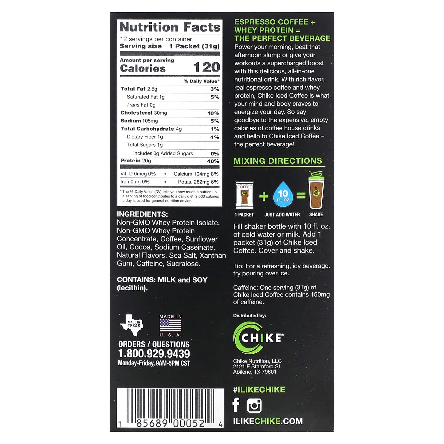 High Protein Mocha Iced Coffee by Chike Nutrition, 12 Packets - Image 2