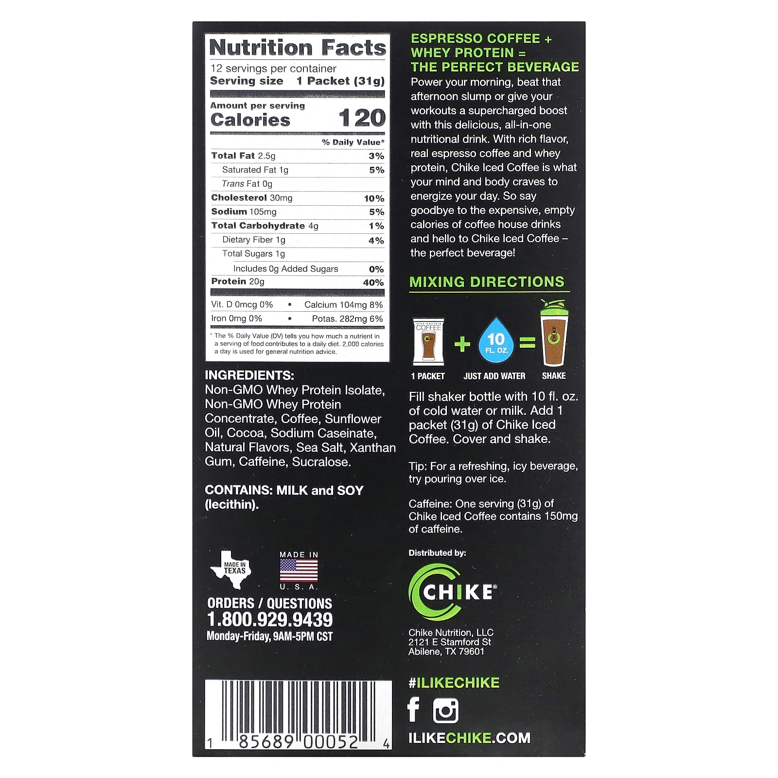 High Protein Mocha Iced Coffee by Chike Nutrition, 12 Packets - Image 2