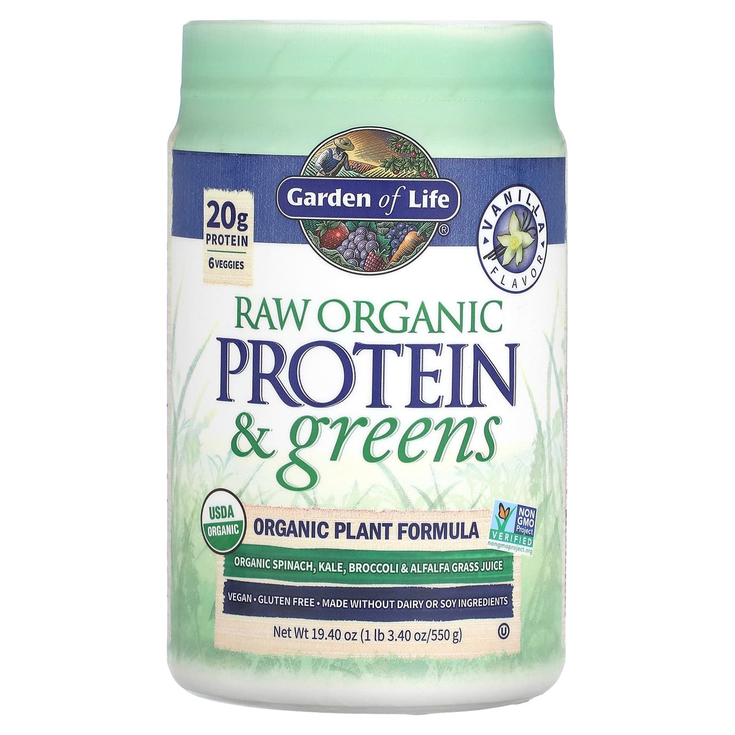 RAW Organic Protein & Greens by Garden of Life, 19.40 oz - Image 1