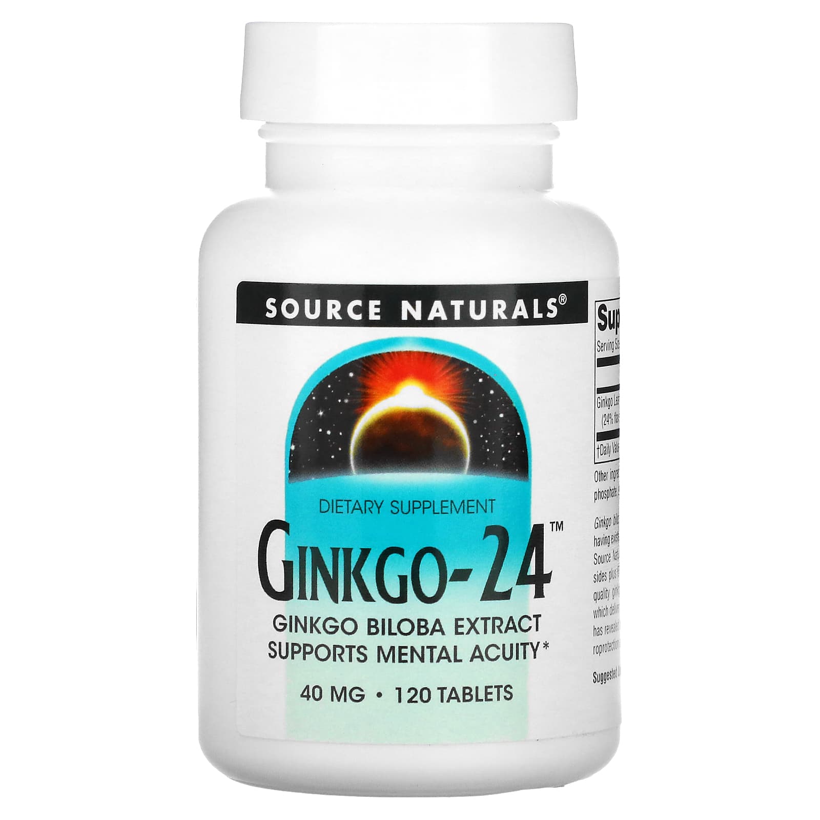 Source Naturals, Ginkgo-24, 40 mg, 120 Tablets - Image 1