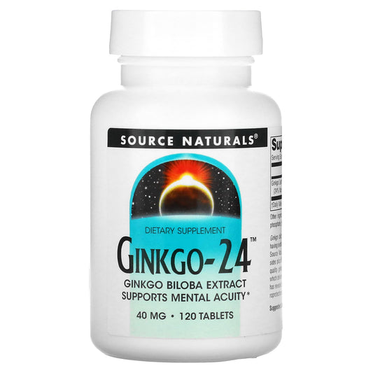 Source Naturals, Ginkgo-24, 40 mg, 120 Tablets - Image 1