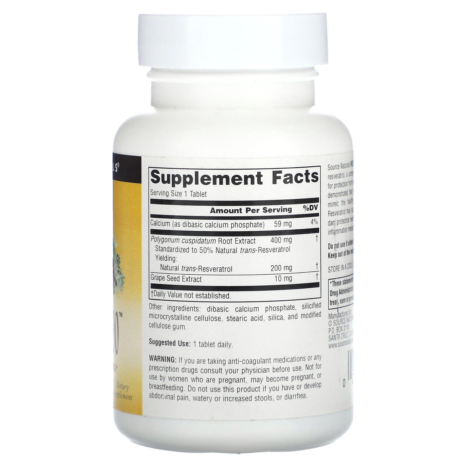 Source Naturals, Resveratrol 200™, 200 mg, 60 Tablets - Image 2