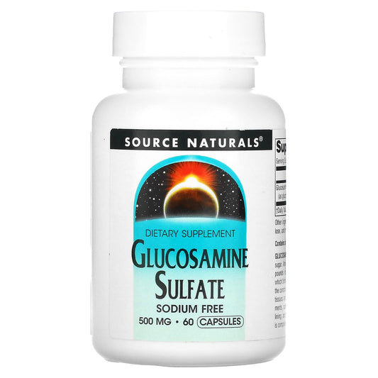 Source Naturals, Glucosamine Sulfate, Sodium Free, 500 mg, 60 Capsules - Image 1