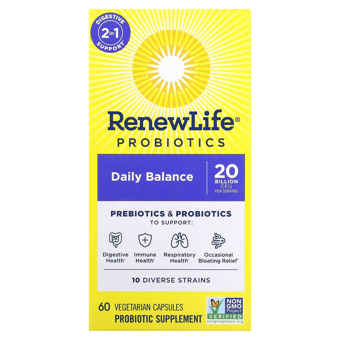 Renew Life, Probiotics, Daily Balance, 60 Vegetarian Capsules - Image 1