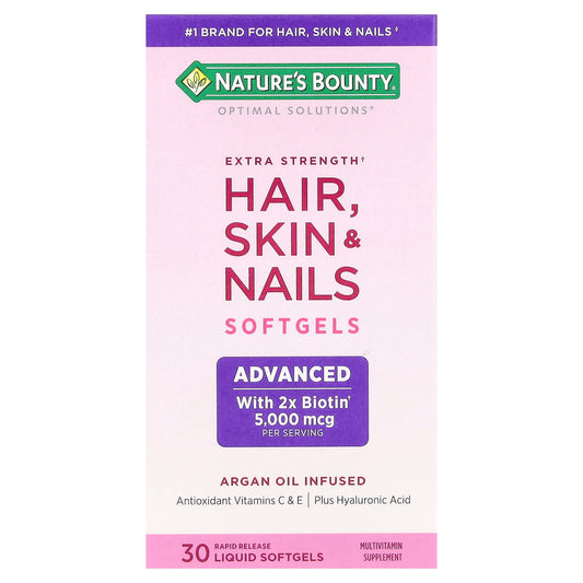 Nature's Bounty, Optimal Solutions®, Hair, Skin & Nails, Extra Strength, 30 Rapid Release Liquid Softgels - Image 1