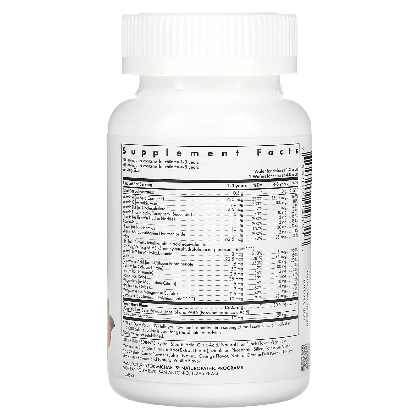 Michael's Health, Children's Chewables, Natural Fruit , 60 Vegetarian Chewable Wafers - Image 2
