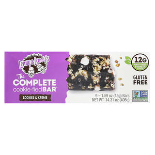 Lenny & Larry's Cookies & Cream Complete Cookie Bars, 9 Bars, 12g Plant-Based Pr