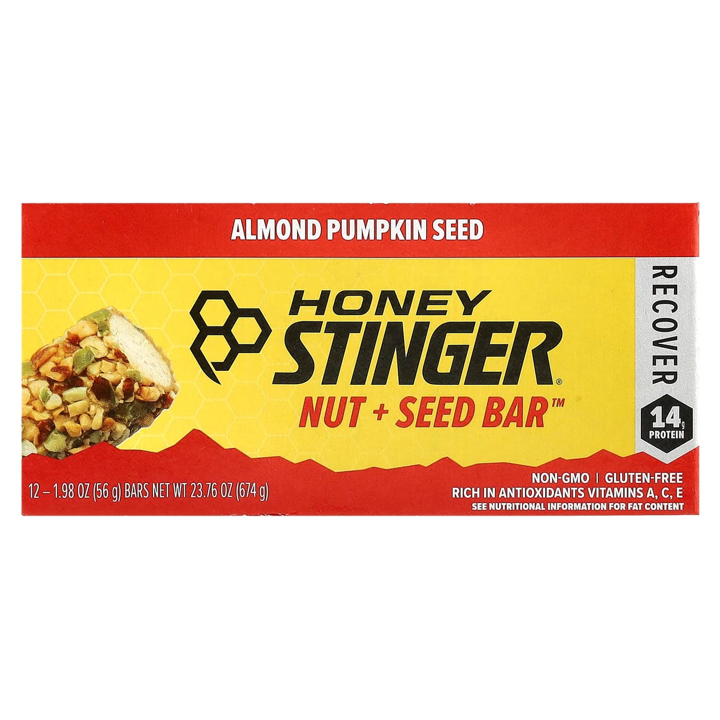 Almond Pumpkin Seed Energy Bars by Honey Stinger, 12 Pack, Gluten-Free, 1.98 oz - Image 1