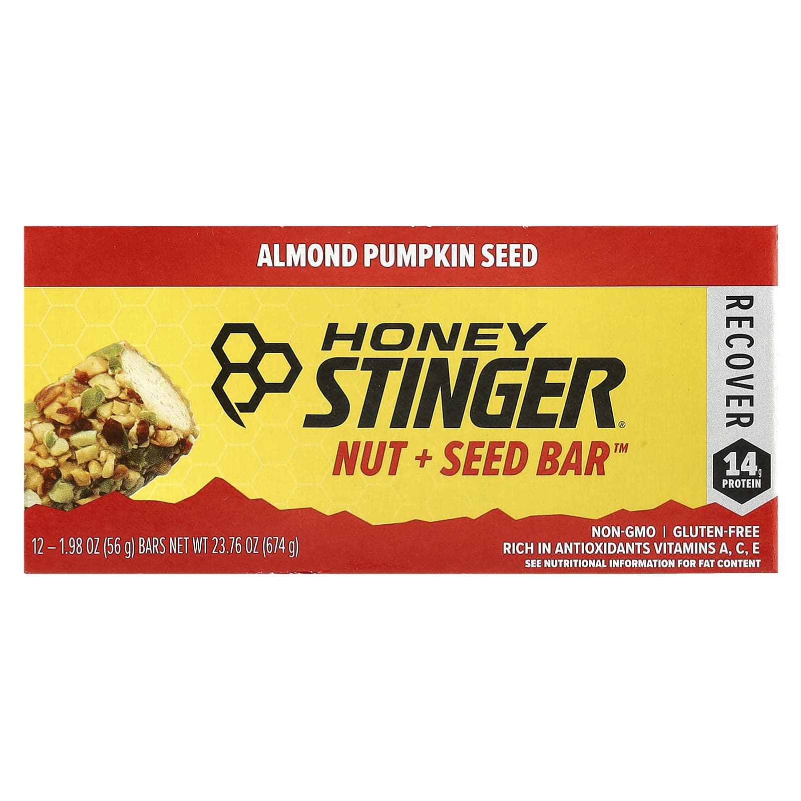 Almond Pumpkin Seed Energy Bars by Honey Stinger, 12 Pack, Gluten-Free, 1.98 oz - Image 1