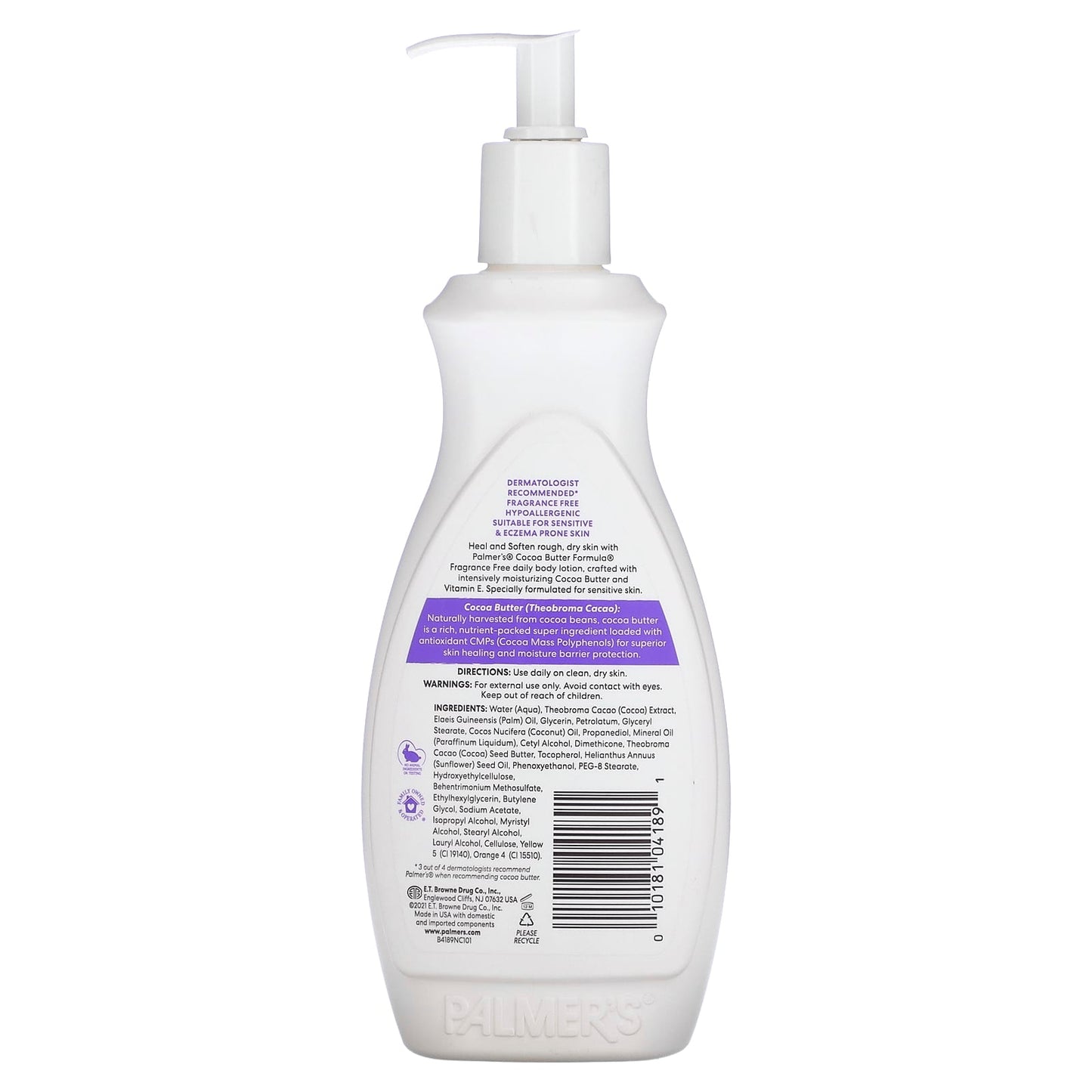 Palmer's, Cocoa Butter Formula® with Vitamin E, Intensive Body Lotion, For Sensitive Skin, Fragrance Free, 13.5 fl oz (400 ml) - Image 2