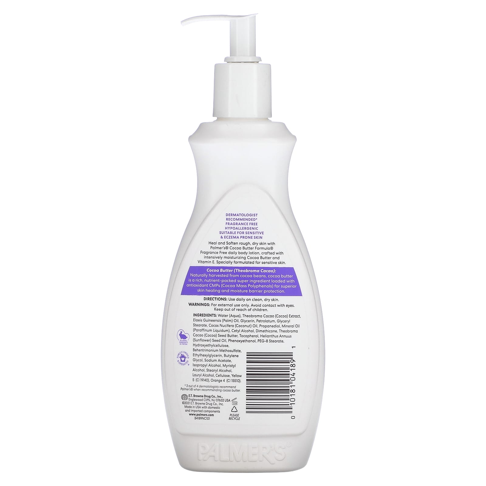 Palmer's, Cocoa Butter Formula® with Vitamin E, Intensive Body Lotion, For Sensitive Skin, Fragrance Free, 13.5 fl oz (400 ml) - Image 2