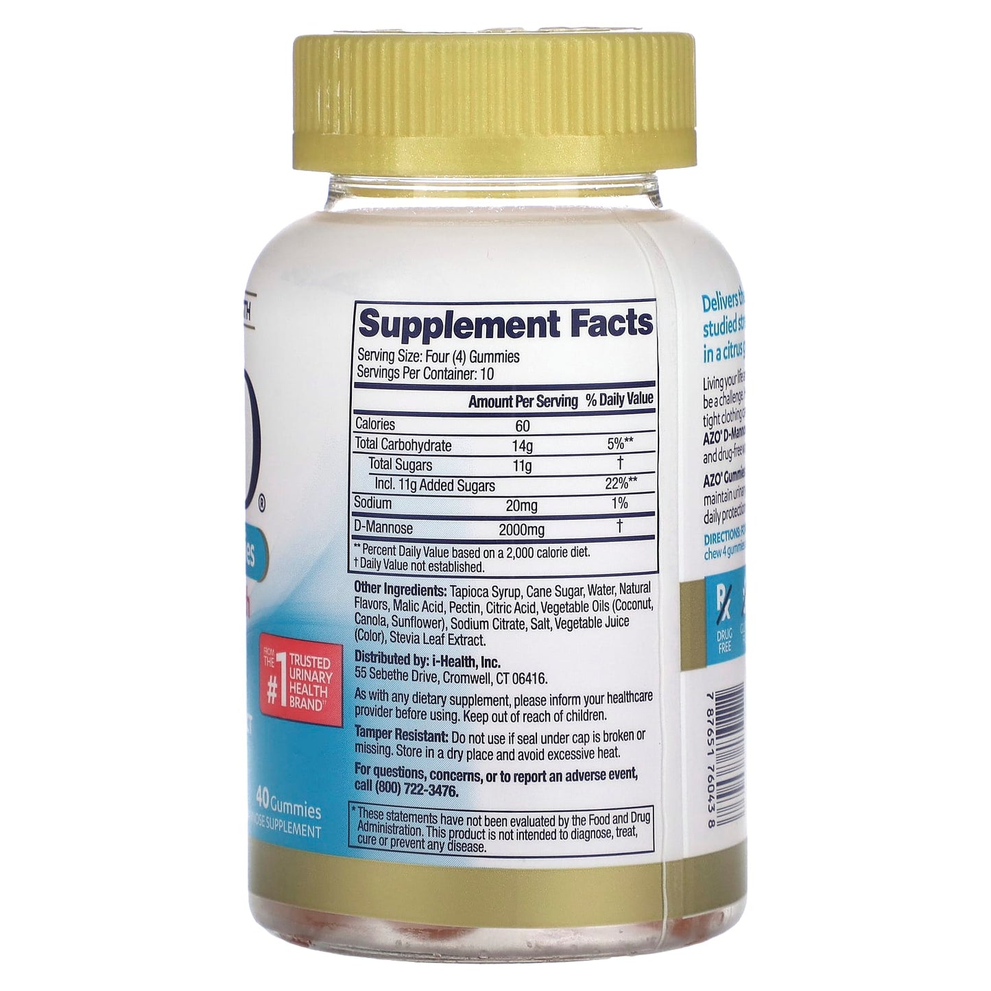 AZO D-Mannose Gummies for Urinary Tract Health, Citrus Blast, 40 Gummies - Image 2