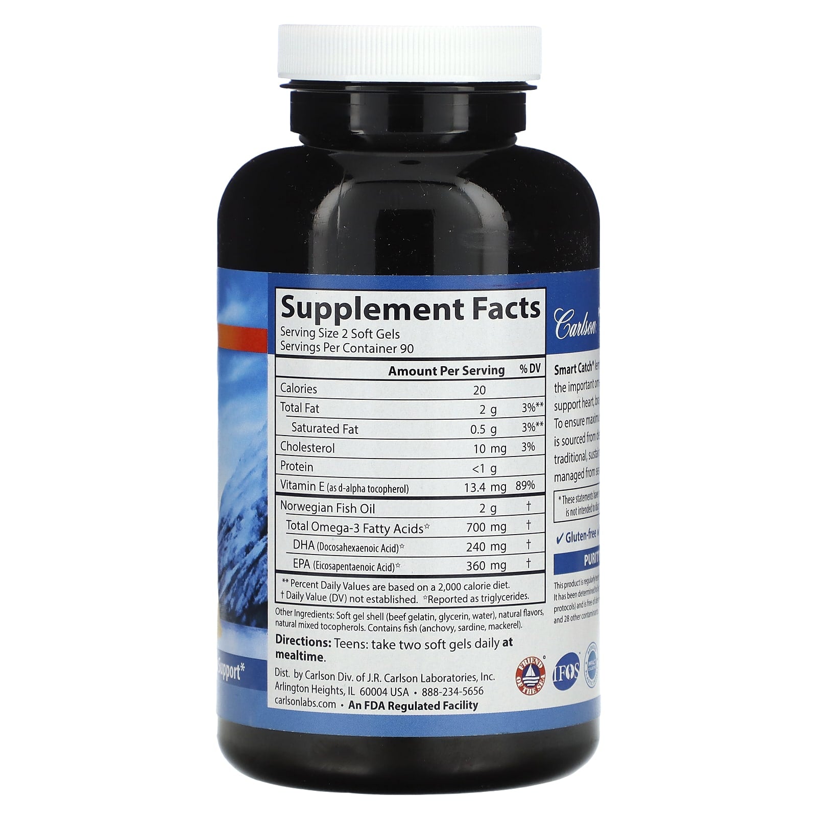 Carlson Teen's Omega-3 Brain & Vision Support, 180 Soft Gels - Image 2