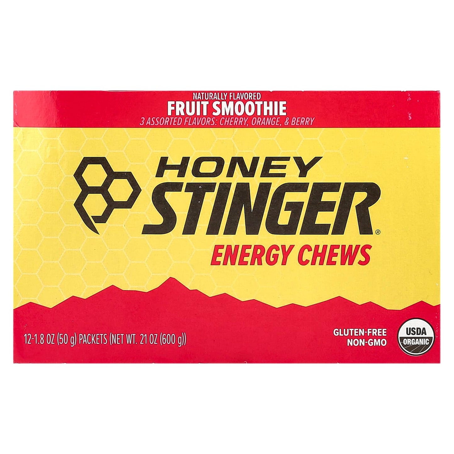 Organic Energy Chews by Honey Stinger - Fruit Smoothie, 12 Pack - Image 1
