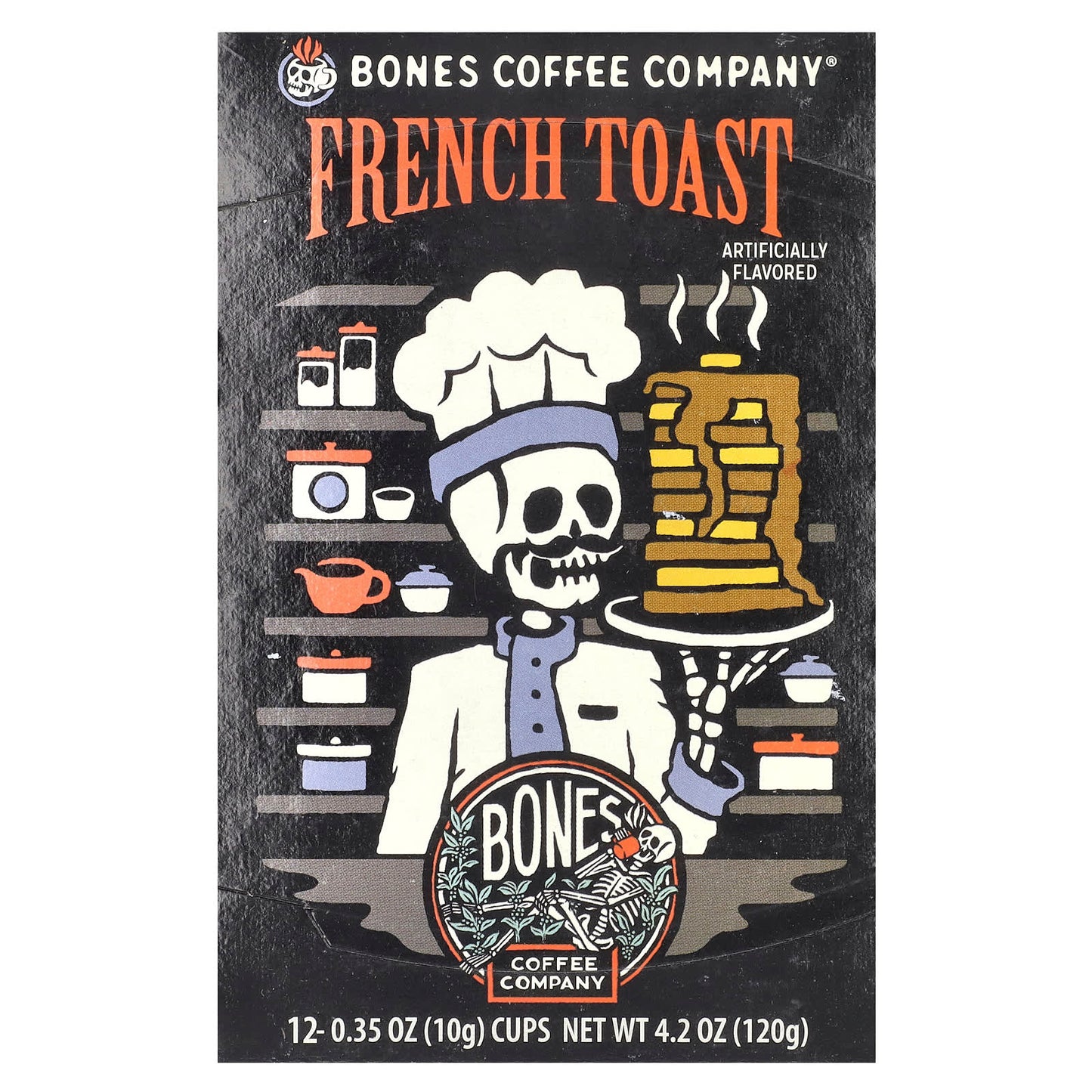 Indulge in Cinnamon French Toast Coffee, 12 Cups, Bones Coffee Company - Image 1