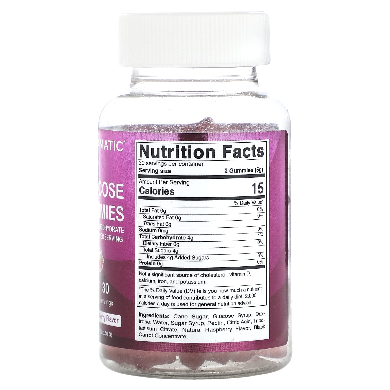 Vitamatic, Glucose Gummies, Natural Raspberry, 60 Gummies - Image 2