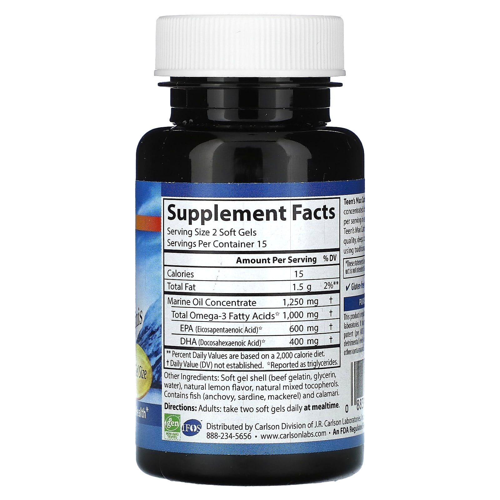 Carlson Teen's Omega-3 Max Catch Soft Gels for Brain Function & Vision - Image 2