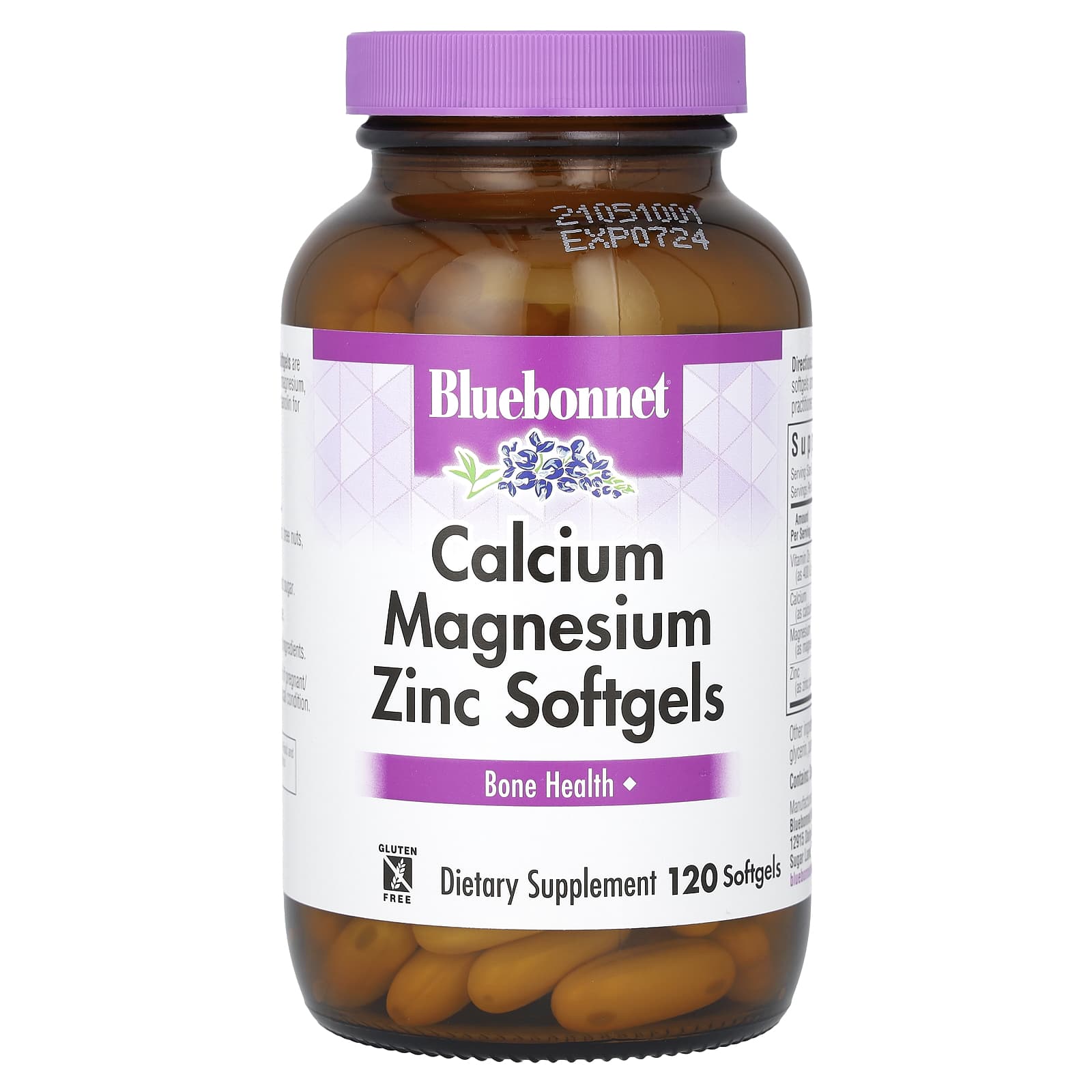 Bluebonnet Nutrition Calcium Magnesium Zinc Supplement, Softgels for Bone Health - Image 1