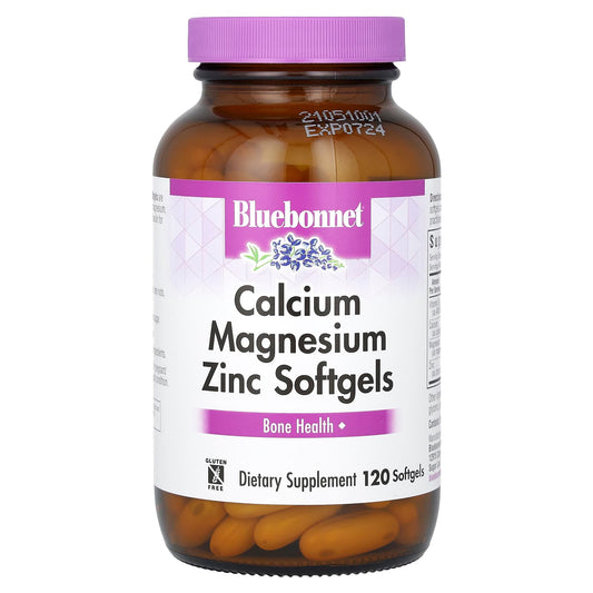 Bluebonnet Nutrition Calcium Magnesium Zinc Supplement, Softgels for Bone Health - Image 1