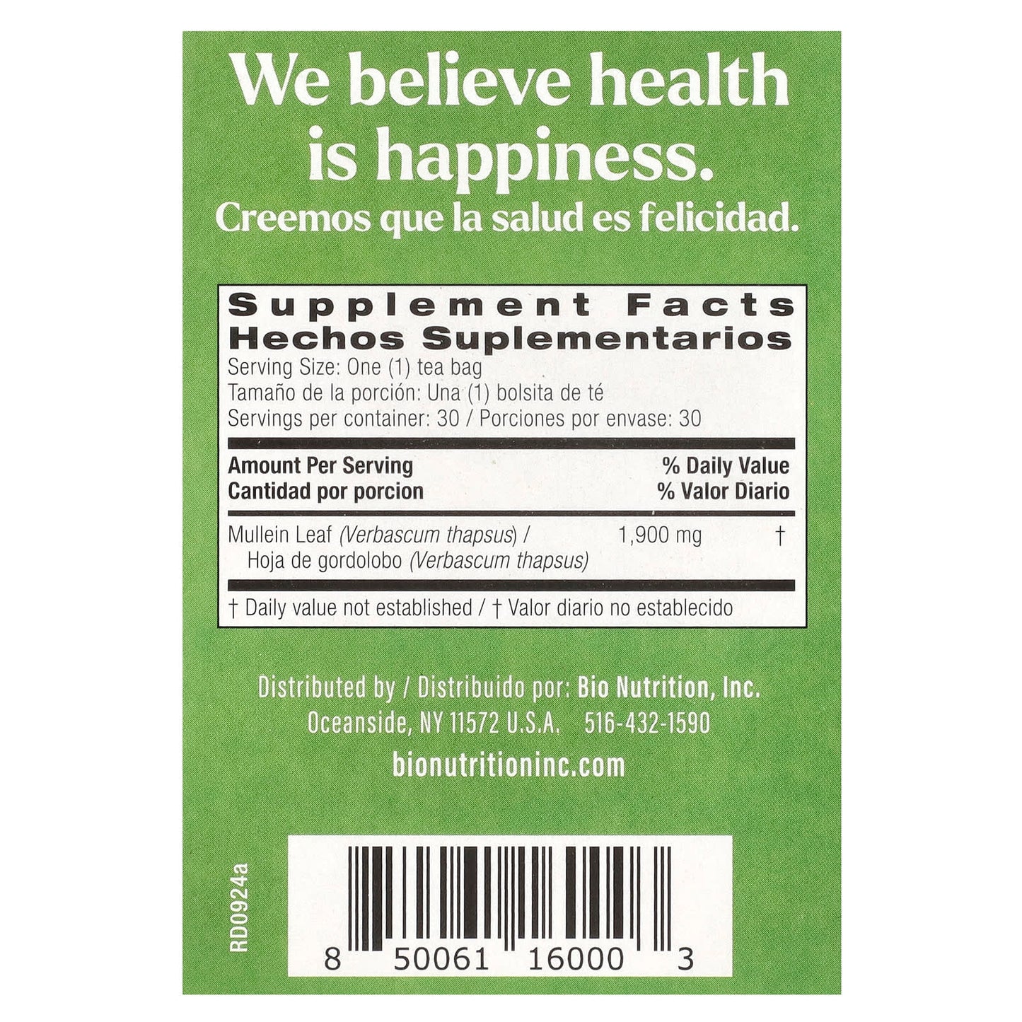 Mullein Leaf Tea - Caffeine Free, Respiratory Support - 30 Tea Bags - Image 2
