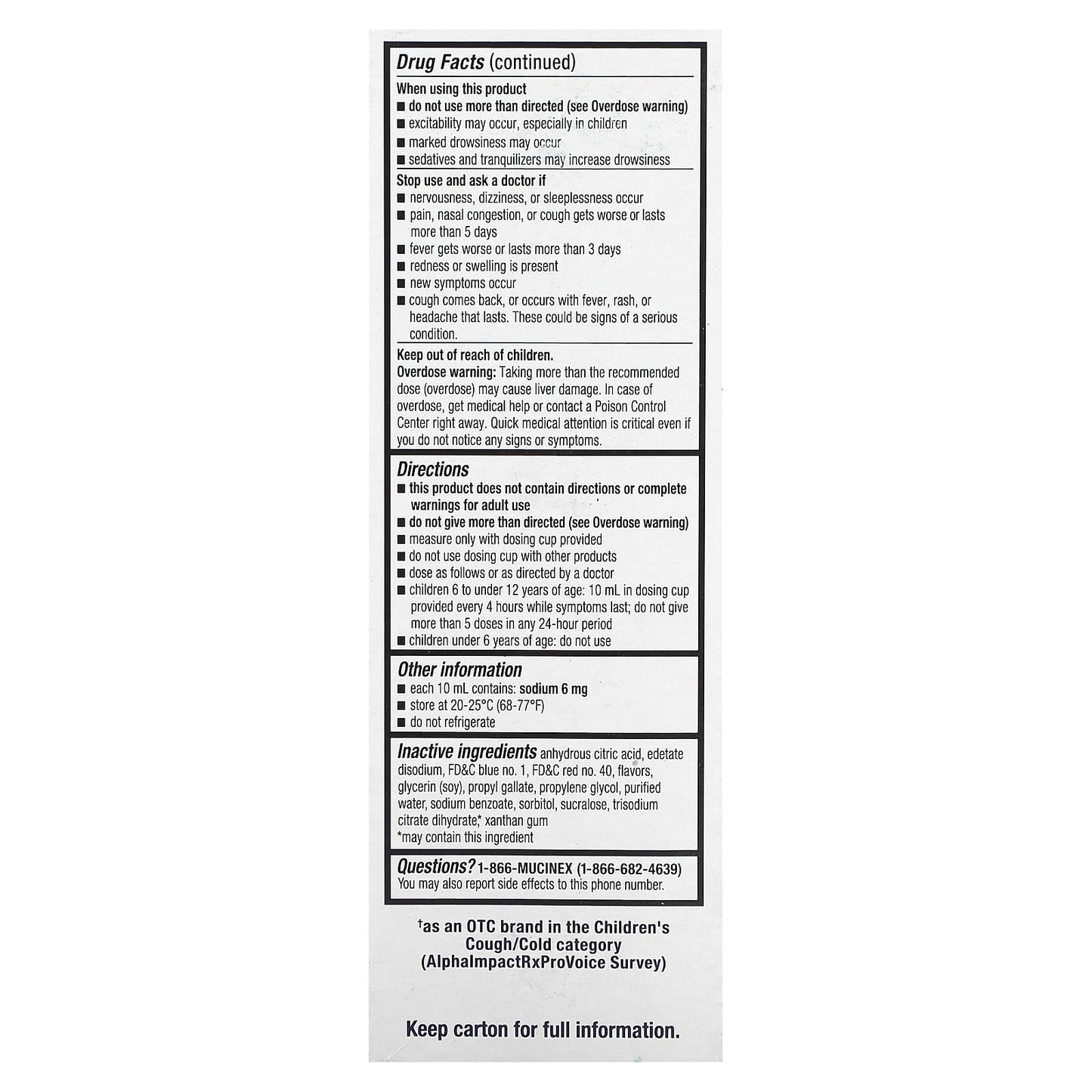 Mucinex, Children's, Multi-Symptom Cold, Night Time,  Ages 6+ Yrs, Very Berry, 4 fl oz (118 ml) - Image 2
