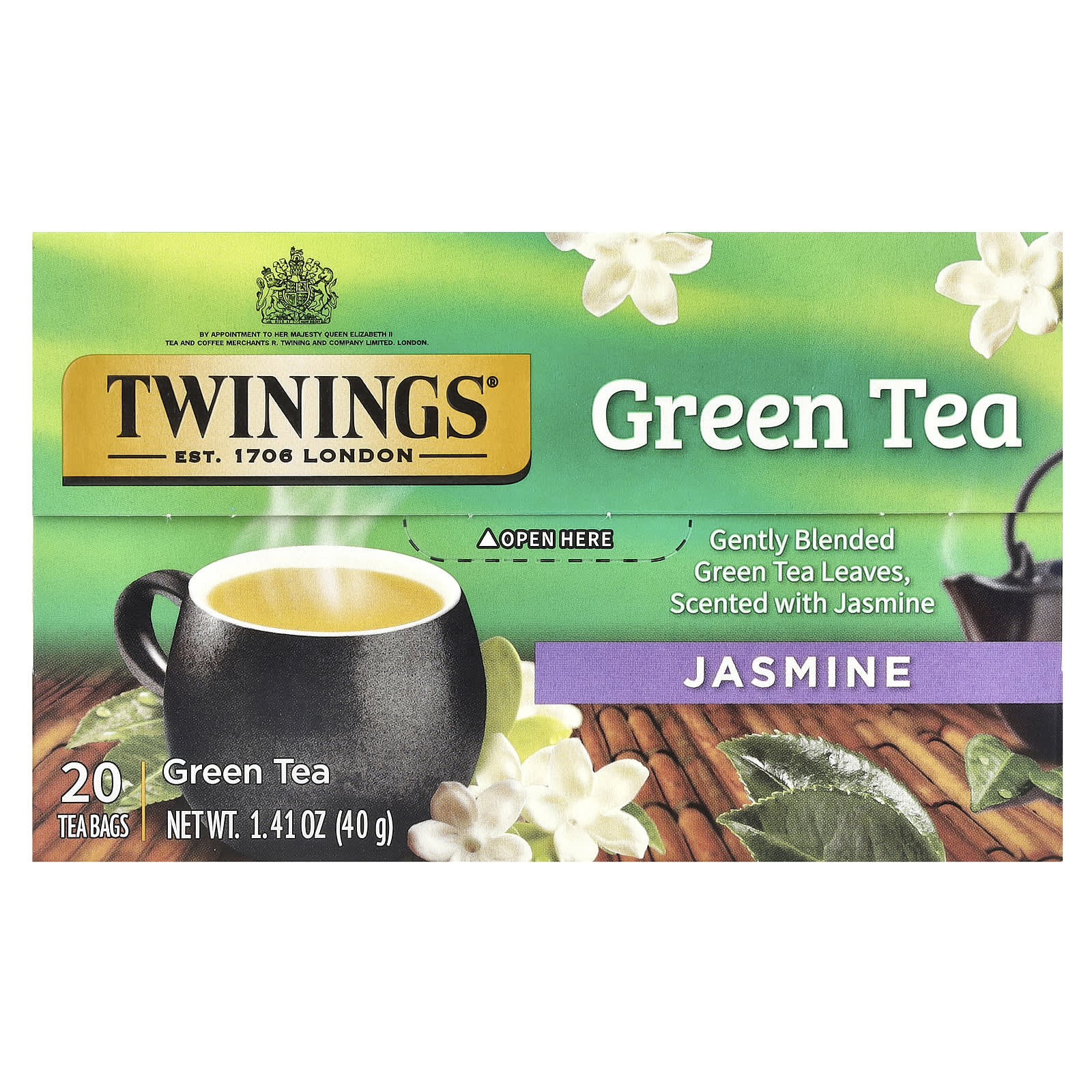 Twinings, Green Tea, Jasmine, 20 Tea Bags, 1.41 oz (40 g) - Image 1