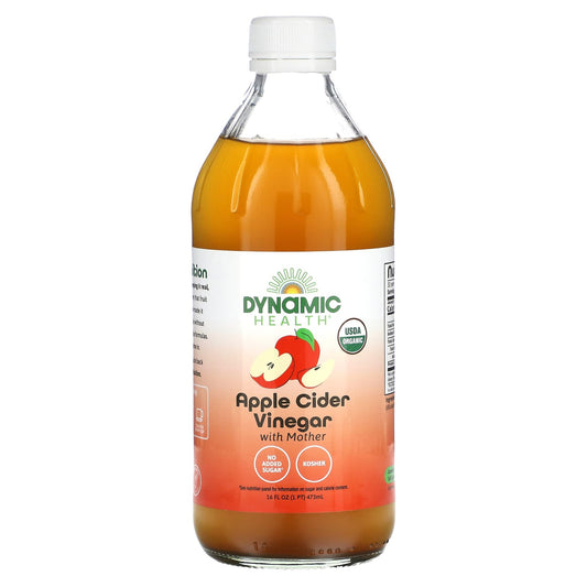 Dynamic Health USDA Organic Apple Cider Vinegar with Mother 473ml - Image 1