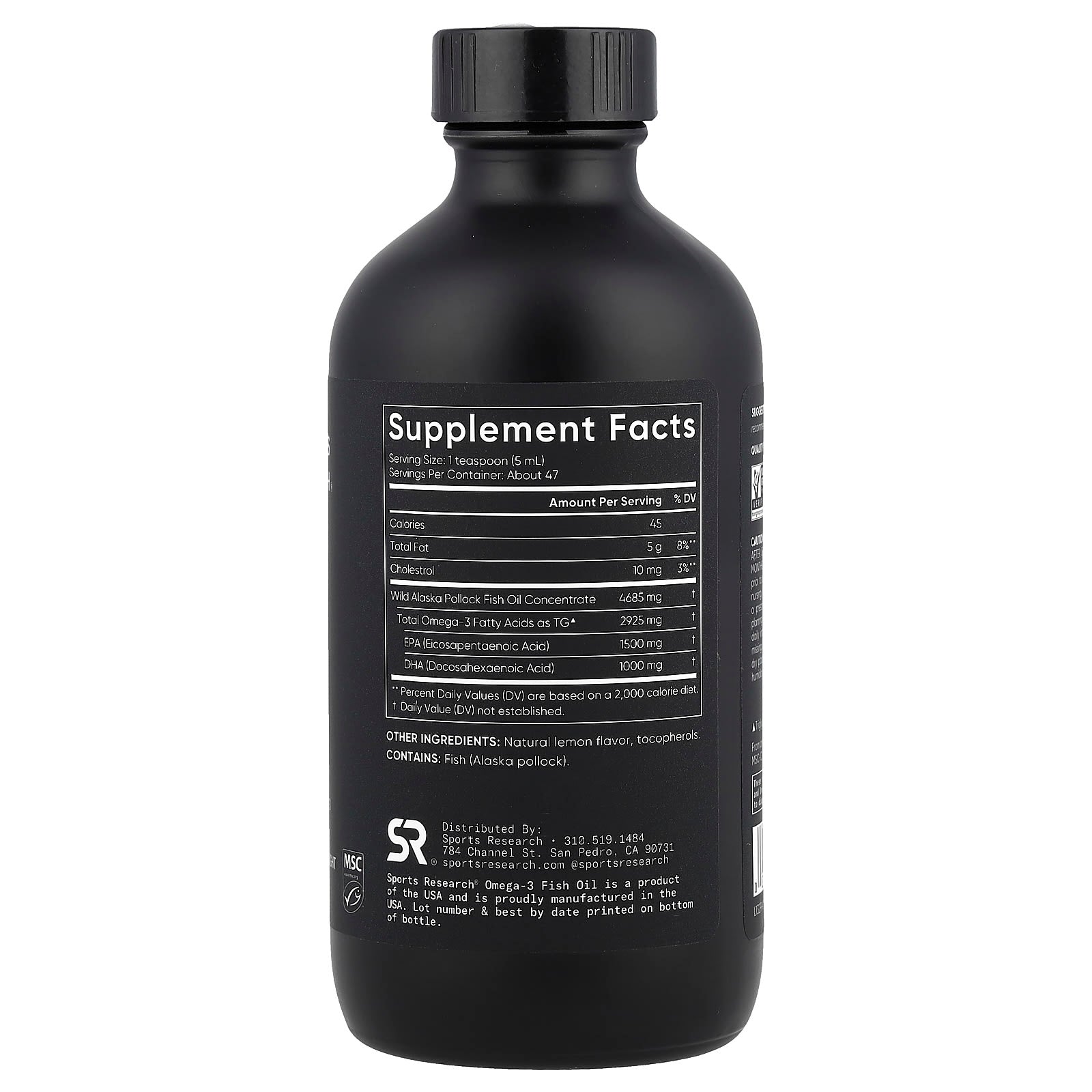 Sports Research, Omega-3 Fish Oil, Lemon, 8 oz (237 ml) - Image 2