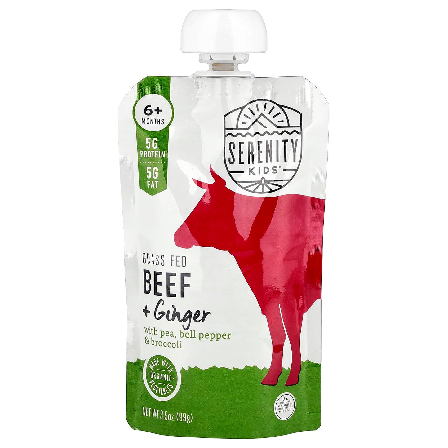 Serenity Kids, Grass Fed Beef + Ginger, 6+ Months, 3.5 oz (99 g) - Image 1