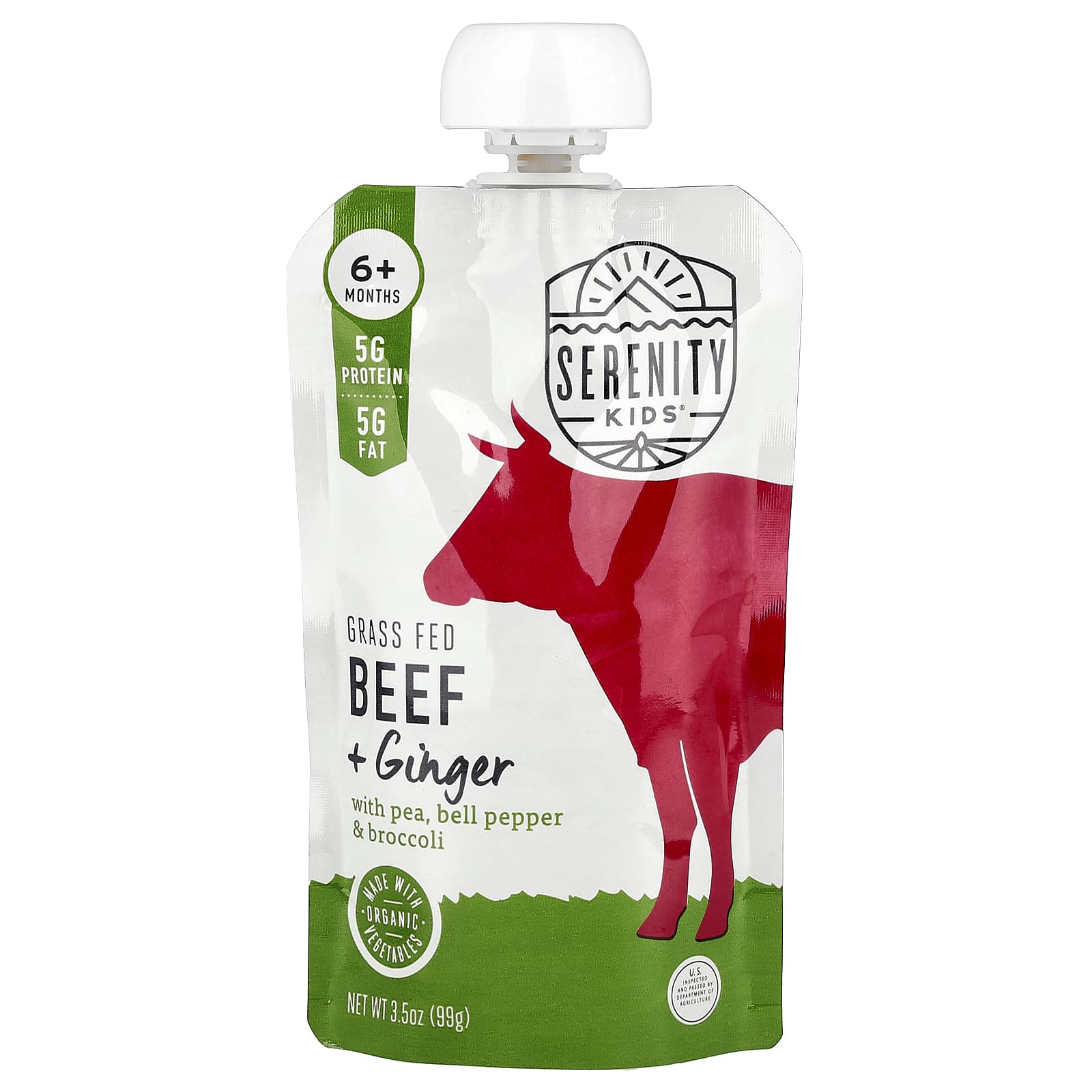 Serenity Kids, Grass Fed Beef + Ginger, 6+ Months, 3.5 oz (99 g) - Image 1