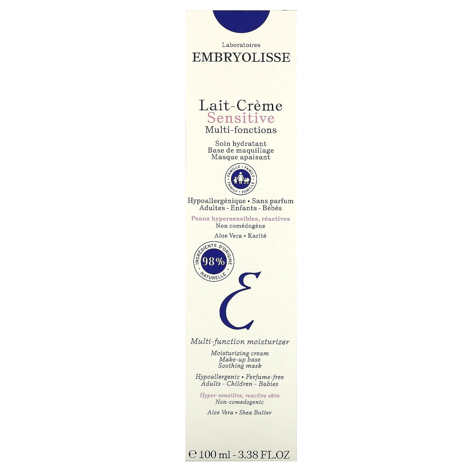 Embryolisse Sensitive Moisturizer, 7-in-1 for Hyper-Sensitive Skin, 3.38 fl oz (100 ml) - Image 2