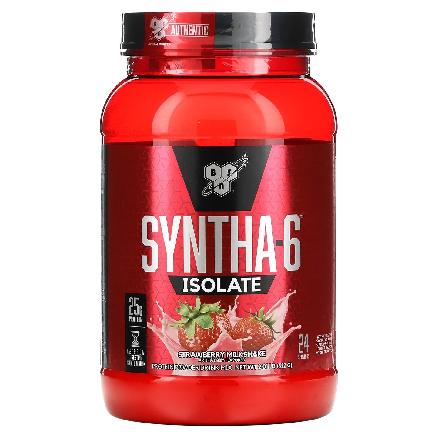 BSN Syntha-6 Isolate Protein Powder, Strawberry Milkshake, 2.01 lbs - Image 1