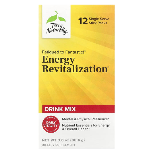 Terry Naturally, Fatigued to Fantastic!™ Energy Revitalization Drink Mix, 12 Stick Packs, 0.25 oz (7.2 g) Each - Image 1