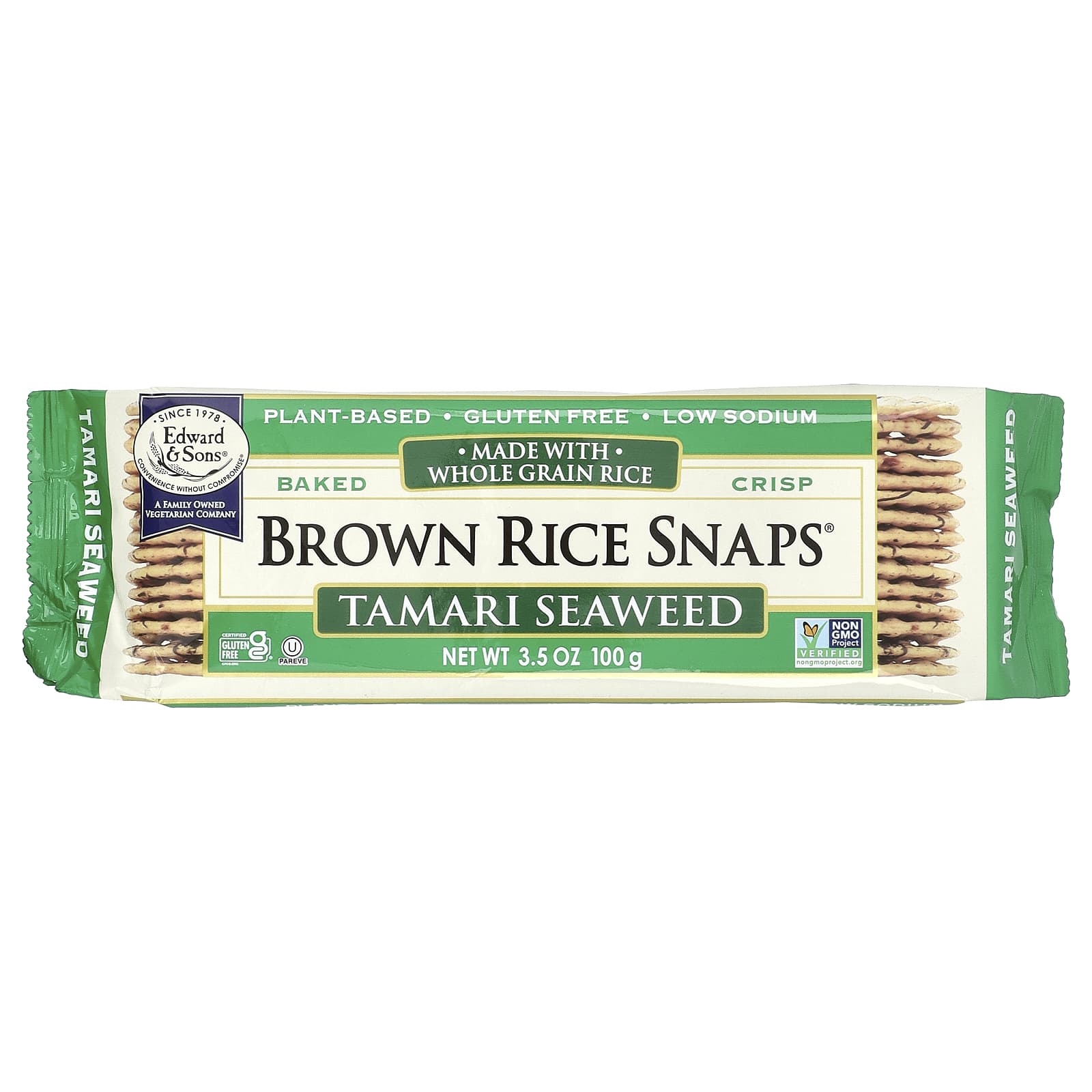 Brown Rice Snaps Tamari Seaweed, Gluten-Free Crackers - Image 1