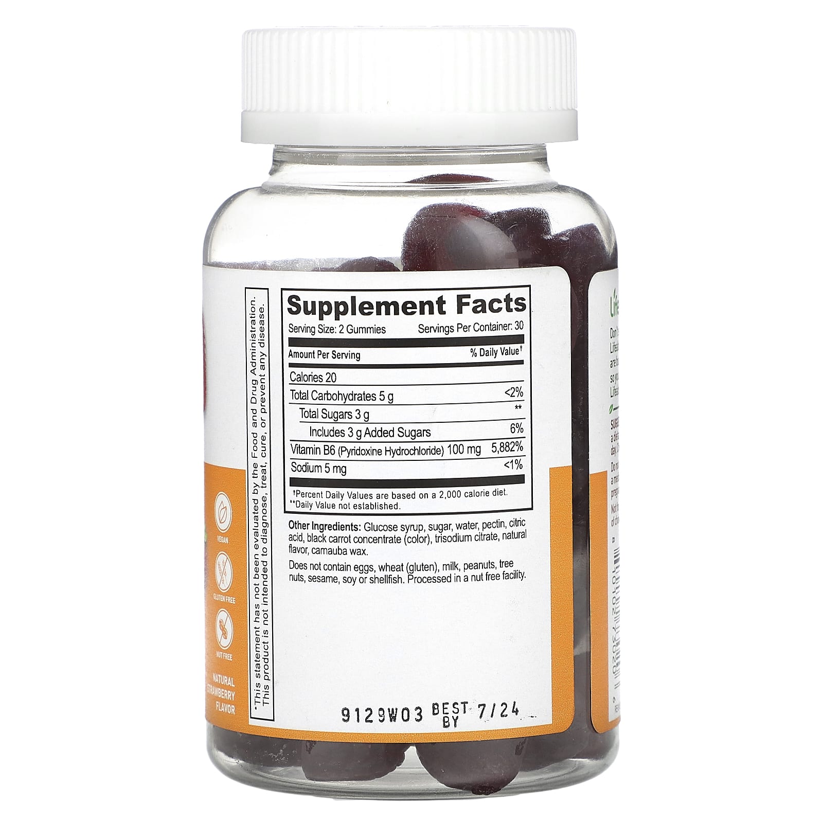 Lifeable, High Potency Vitamin B6 Gummies, Natural Strawberry, 60 Gummies (50 mg per Gummy) - Image 2