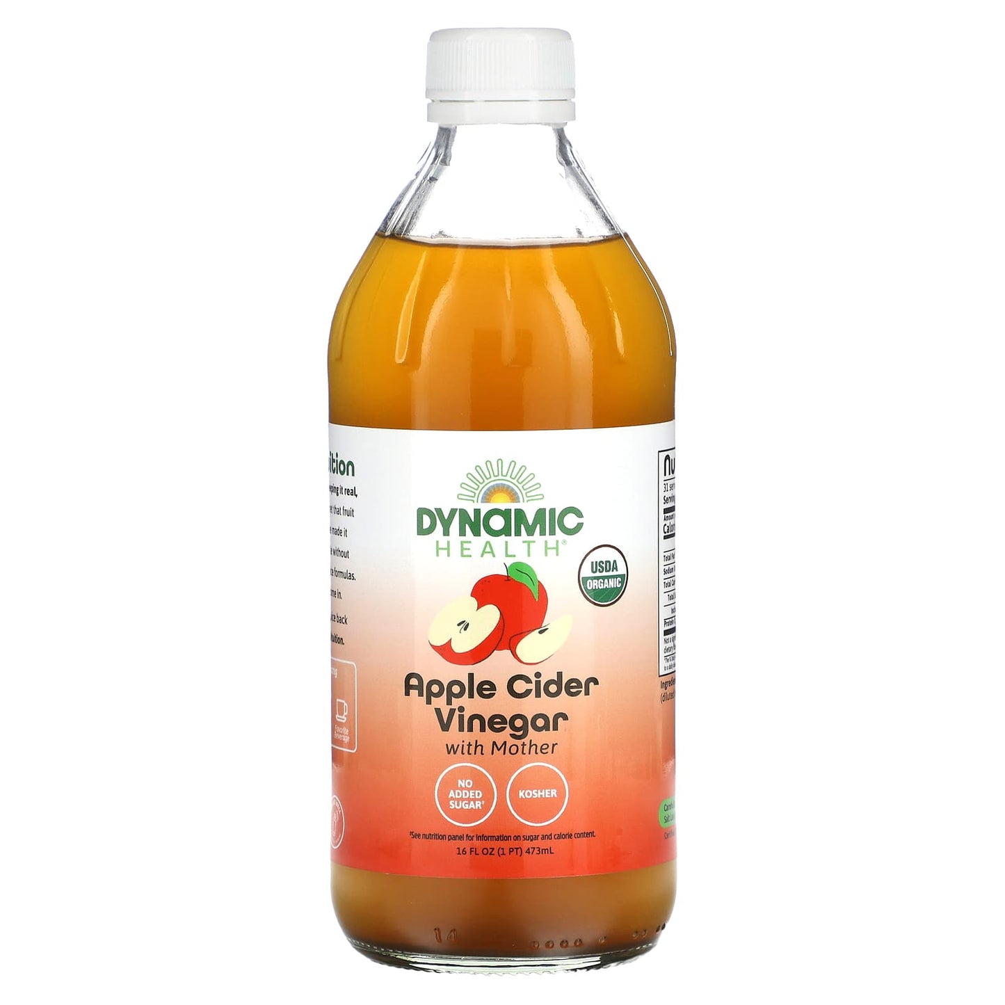 Dynamic Health USDA Organic Apple Cider Vinegar with Mother 473ml - Image 1