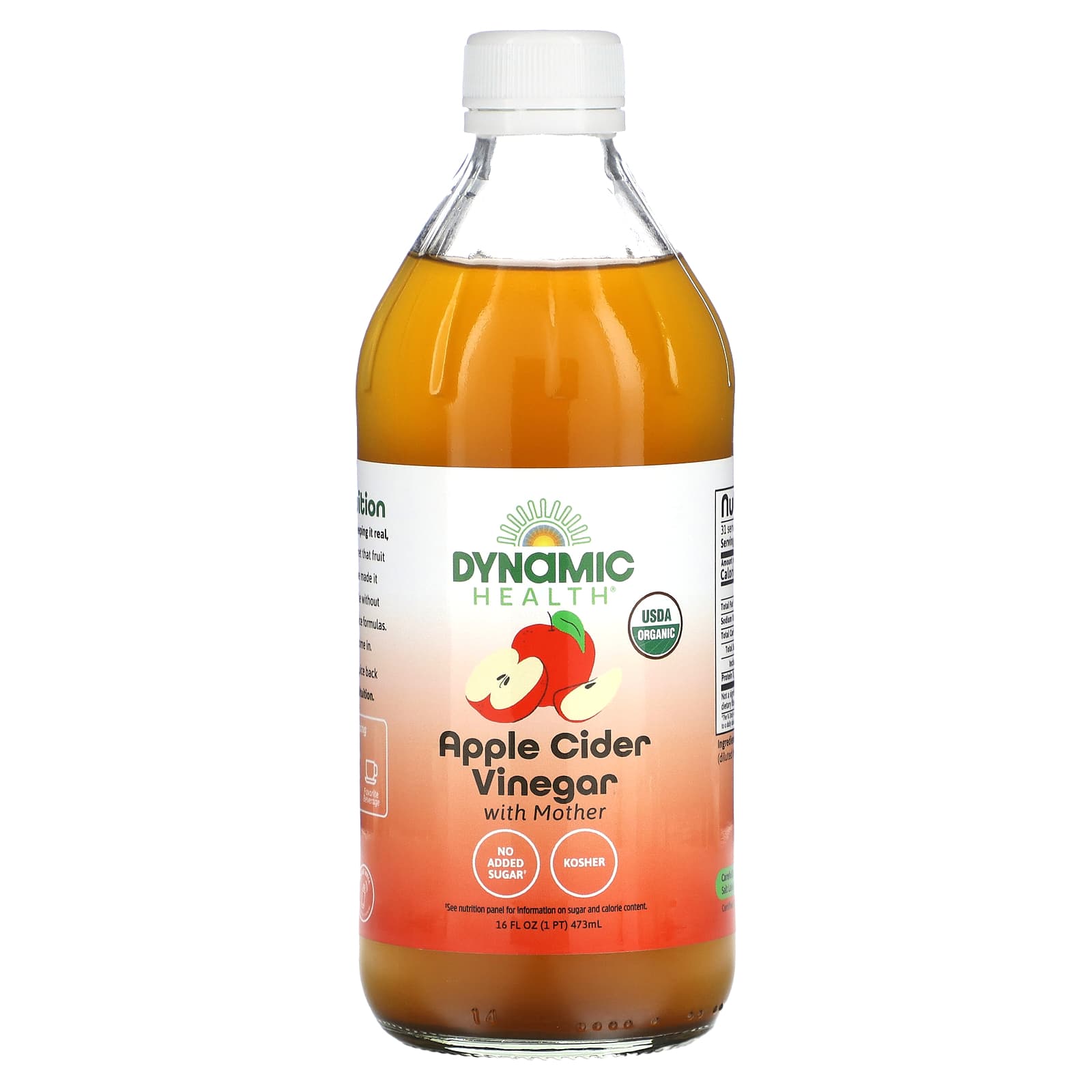 Dynamic Health USDA Organic Apple Cider Vinegar with Mother 473ml - Image 1