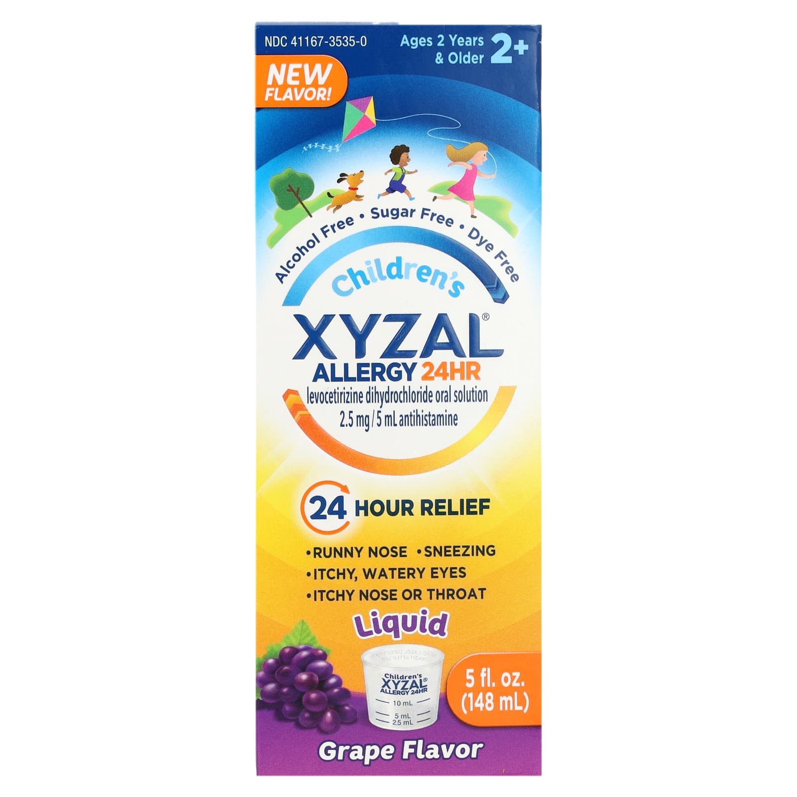Xyzal, Children's Allergy 24 HR, Ages 2 Years & Older, Grape, 2.5 mg, 5 fl oz (148 ml) - Image 1