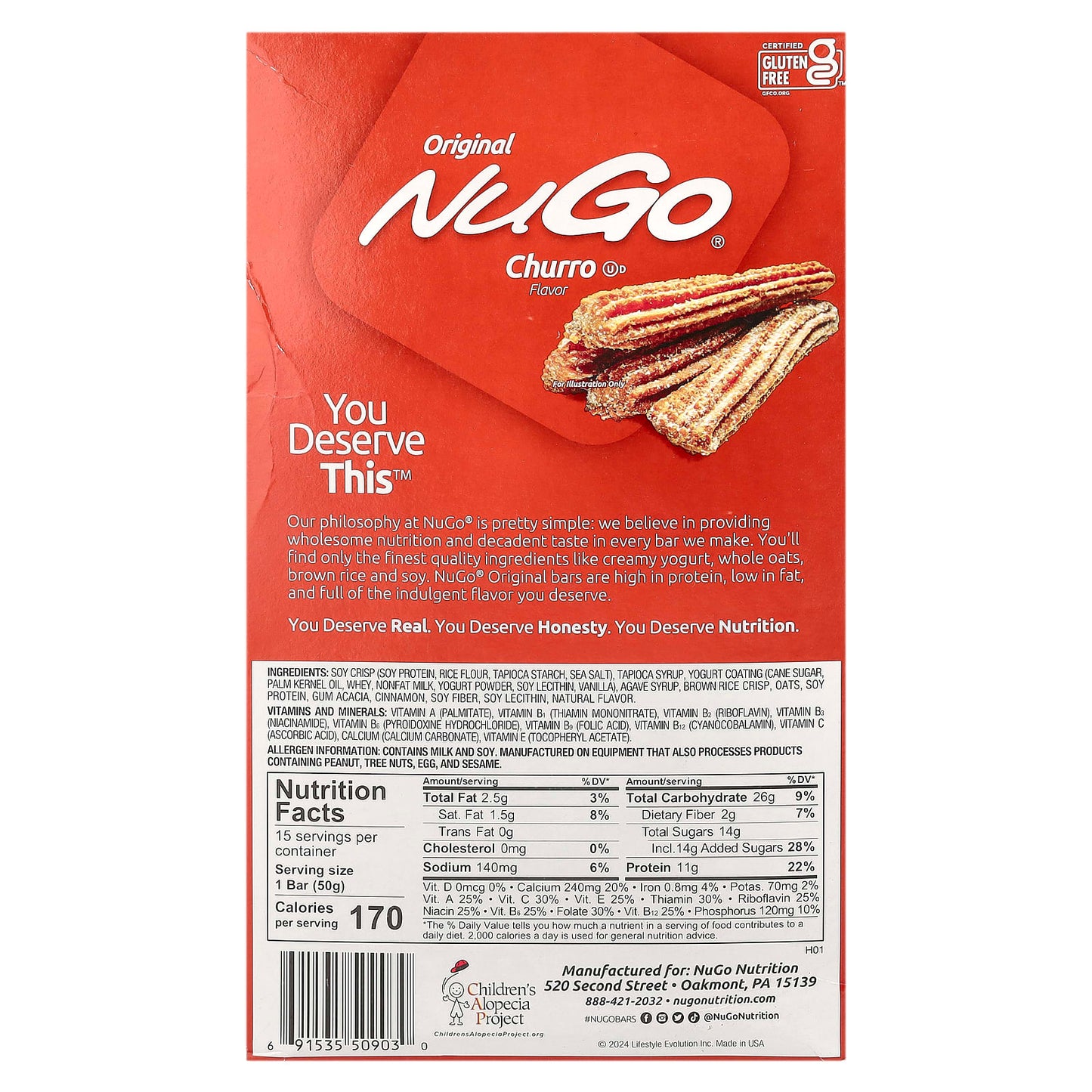 NuGo Nutrition, Original, Protein Bars, Churro , 15 Bars,1.76 oz (50 g) Each - Image 2