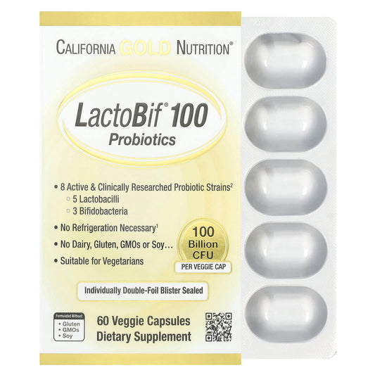 California Gold Nutrition LactoBif 100 Probiotics 60 Veggie Capsules - Image 1