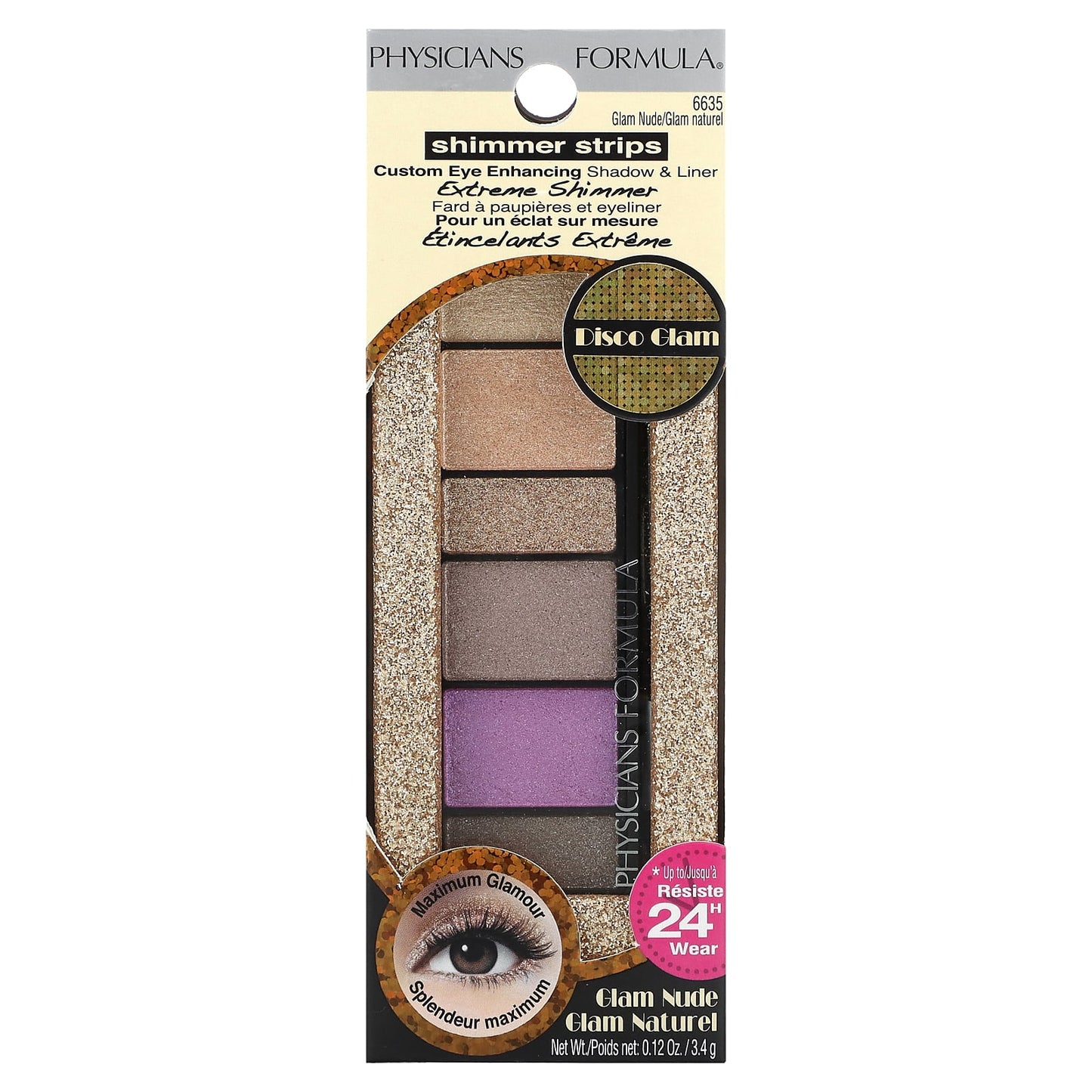 Physicians Formula, Shimmer Strips, Custom Eye Enhancing Shadow & Liner, Extreme Shimmer, 6635 Glam Nude, 0.12 oz (3.4 g) - Image 2