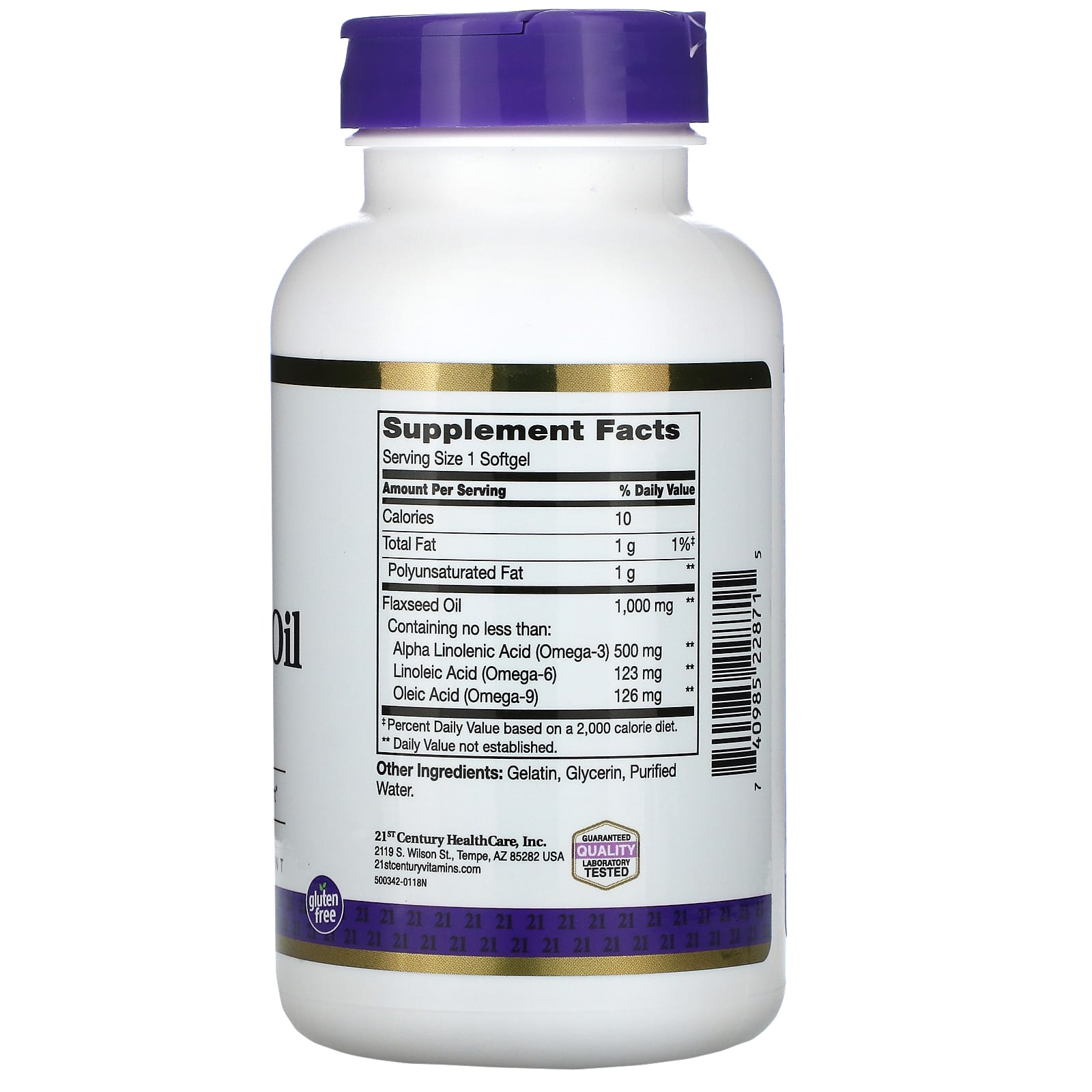 Flaxseed Oil Dietary Supplement for Heart Health Support 120 Softgels - Image 2