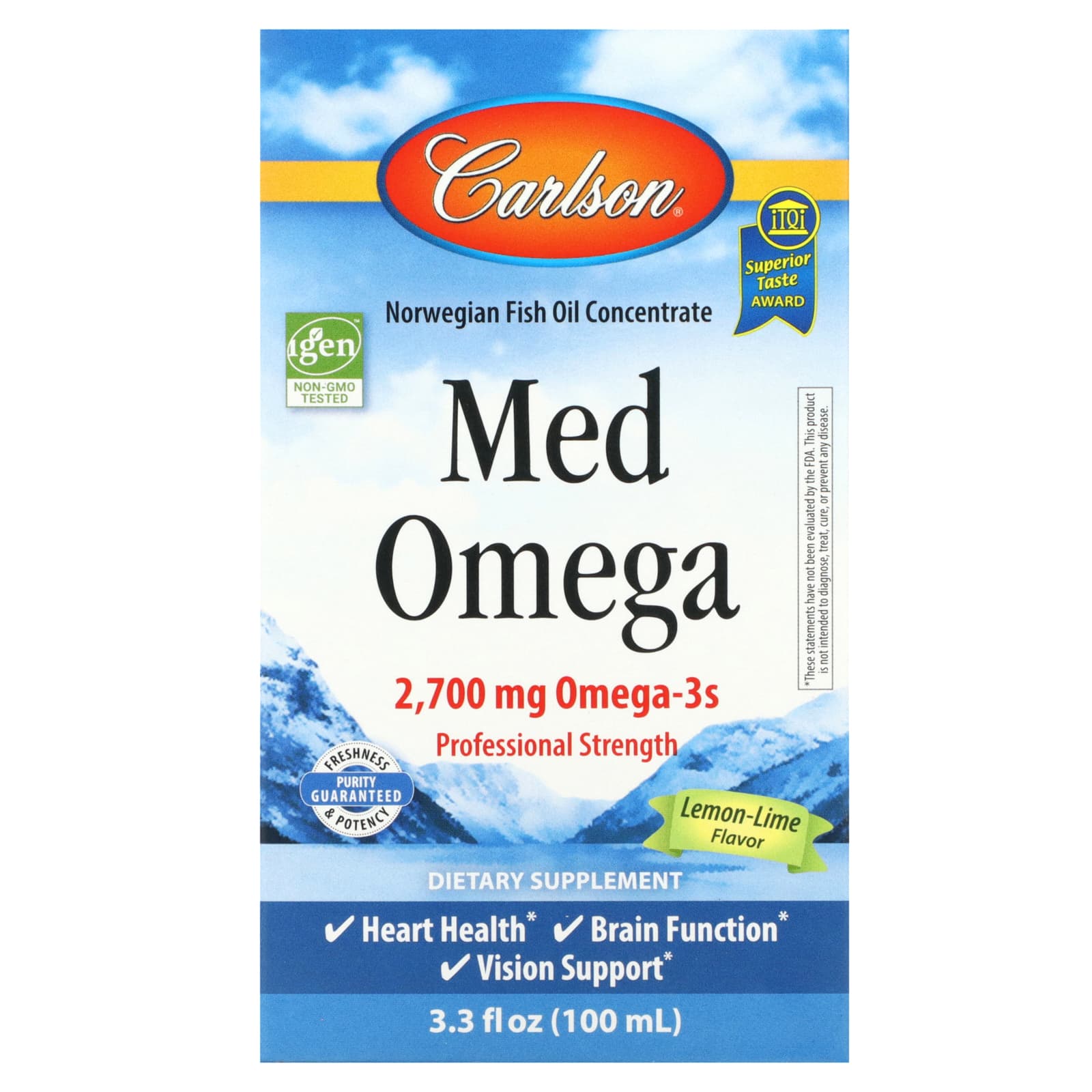 Carlson Med Omega, Lemon-Lime, 2,700 mg Omega-3 Fish Oil - Image 1