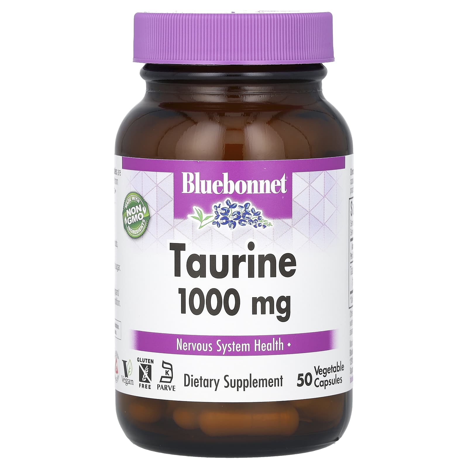 Bluebonnet Nutrition Taurine Supplement 1000mg, 50 Vegan Capsules - Image 1