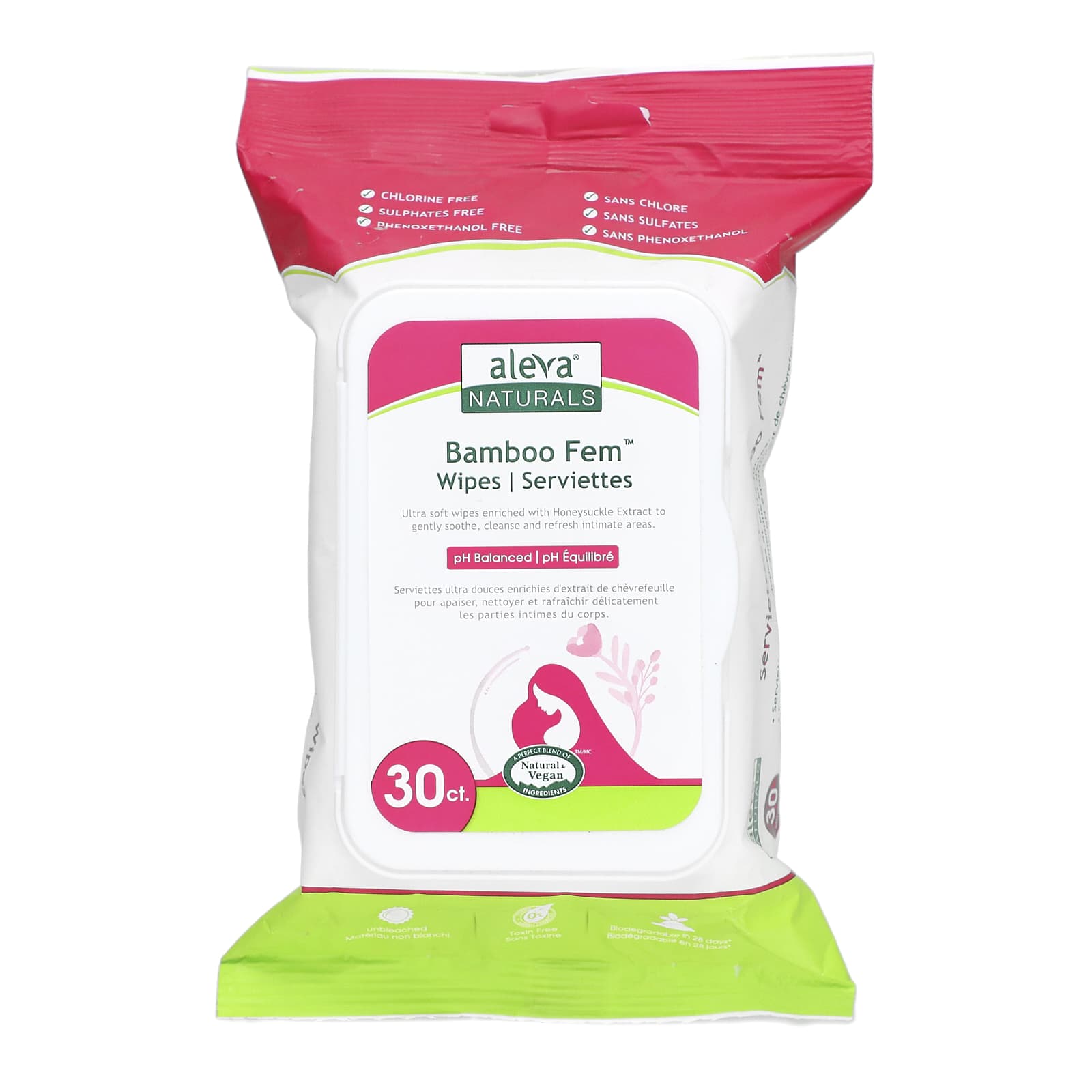 Bamboo Fem Wipes by Aleva Naturals - Gentle, pH Balanced Cleanser - Image 1