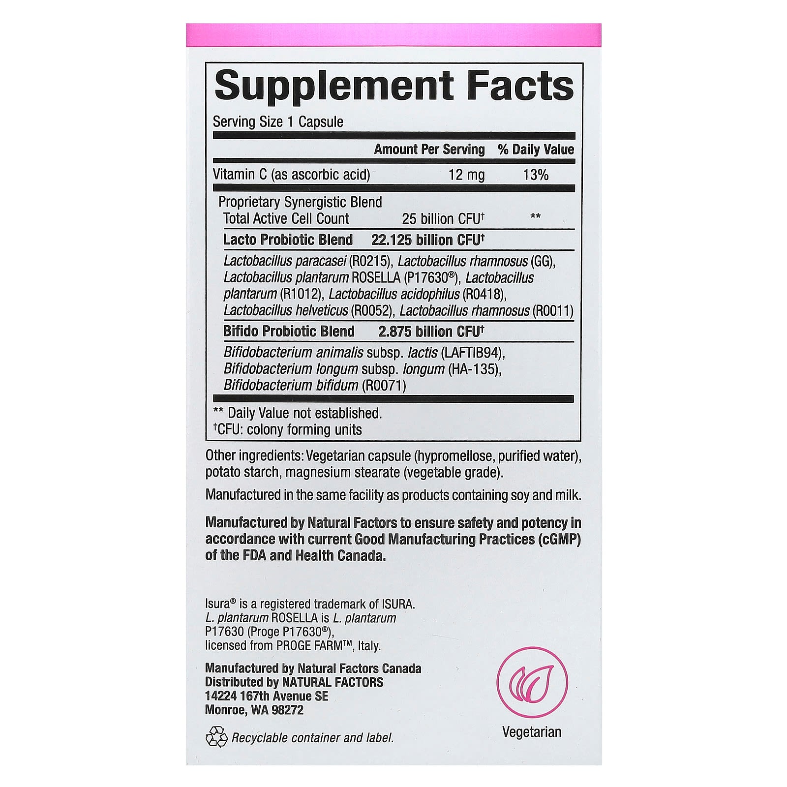 Natural Factors, Ultimate Probiotic Women's Every Day, 25 Billion , 30 Vegetarian Capsules - Image 2