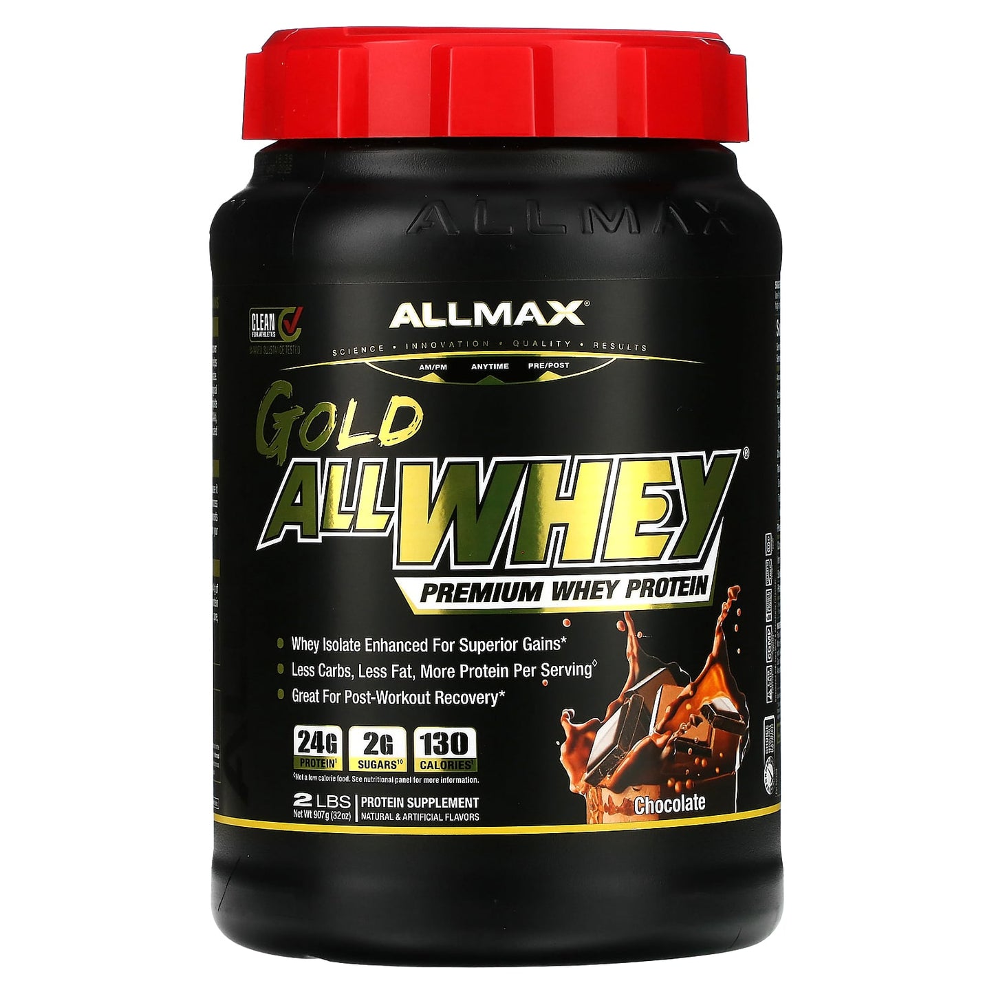 ALLMAX Gold Allwhey Premium Whey Protein, Chocolate, 2 lbs - Image 1