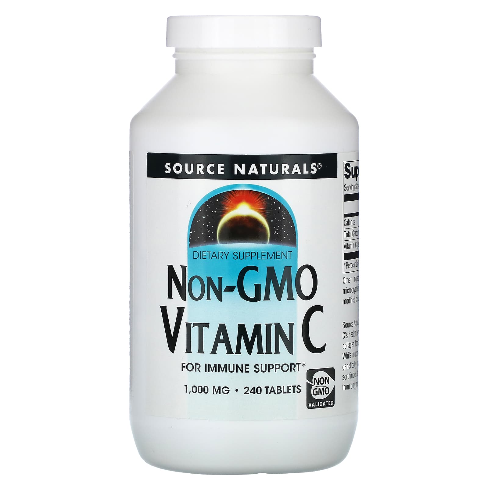 Source Naturals, Non-GMO Vitamin C, 1,000 mg, 240 Tablets - Image 1