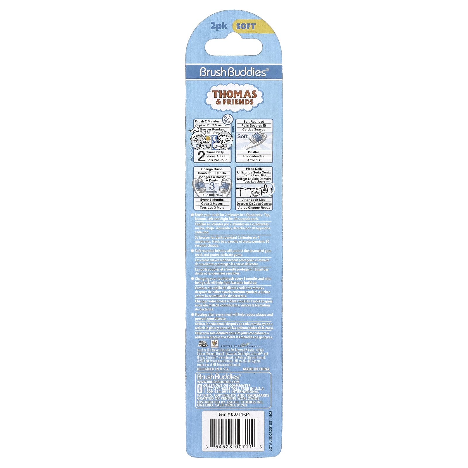 Thomas & Friends Soft Toothbrushes - Brush Buddies, 2 Pack - Image 2